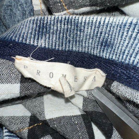 Women's Promesa Shirt, S, Black and White gingham cropped zipper denim pockets - Picture 8 of 8
